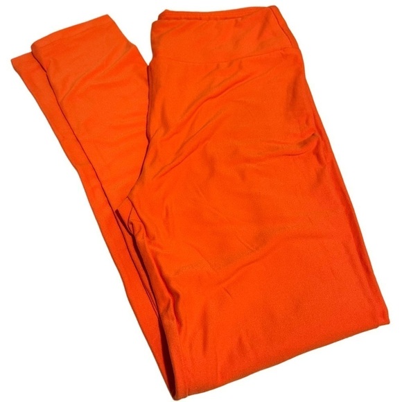 NWOT LulaRoe OS Soft Leggings One Size  2-10 Small-Large Bright Solid Orange - Picture 5 of 9